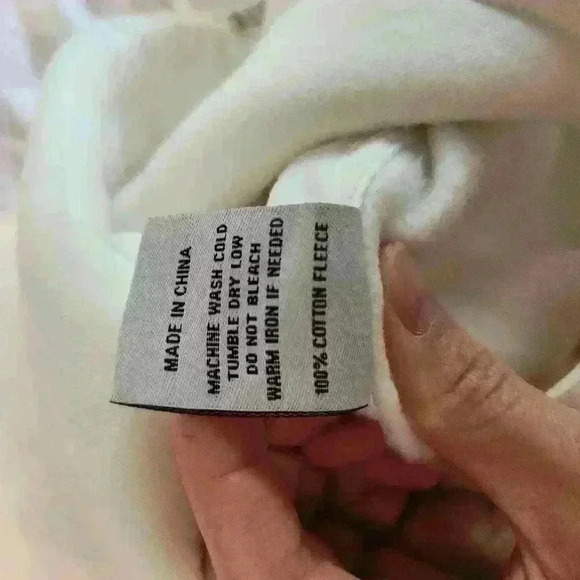 WHITE Paris Cropped Hoodie 100% Cotton Fleece White Rose Embroidery - Picture 8 of 16